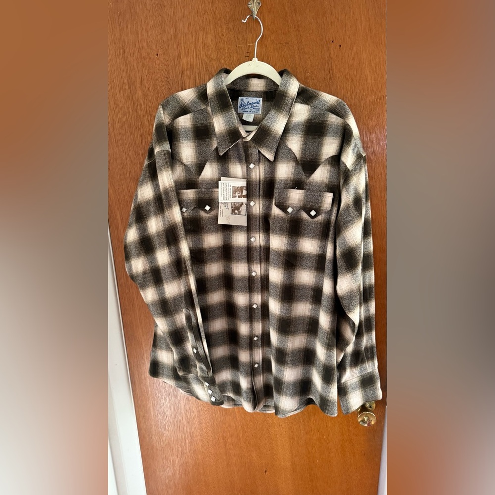 Rockmount Ranch Wear Mens Plush Flannel Green Plaid Western Shirt 647 XXL NWT